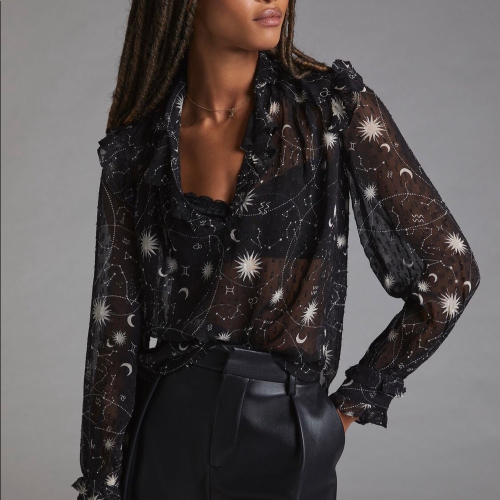 Brand new, never worn, anthropologie celestial puff sleeved shirt, size s